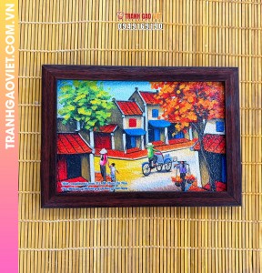 Tranh gạo Mùa thu Hà Nội