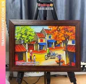 Tranh gạo Mùa thu Hà Nội