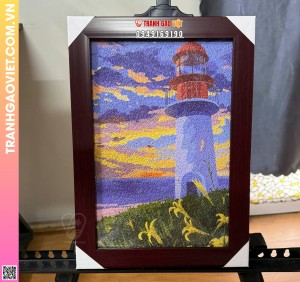 Tranh gạo Ngọn Hài Đăng Chỉ Đường