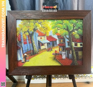 Tranh gạo Phố Cổ Hà Nội Xưa quà tặng màu sắc