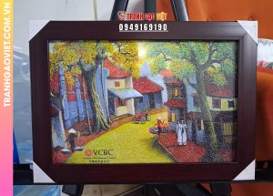 Tranh gạo phố Hà Nội xưa của công ty VCBC kính tặng