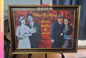 Tranh gạo quà mừng kỷ niệm mừng ngày cưới bố mẹ