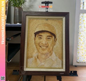 Tranh gạo rang Chân Dung quà tặng từ CICB về thành tựu đạt được của quý bạn