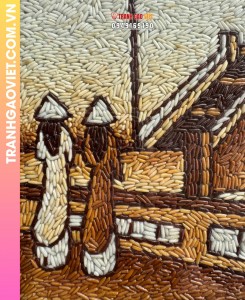 Tranh gạo rang Chùa Một Cột của công ty AzoViet