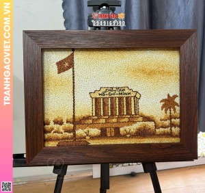 Tranh Gạo Rang Lăng Bác - Bản Treo Tường - Size Vừa