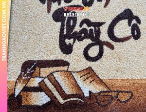 Tranh gạo rang Nhớ Ơn Thầy Cô size 50x70 cm