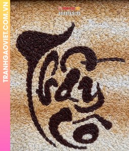 Tranh gạo rang Thầy Cô bản dọc size 50x70 cm
