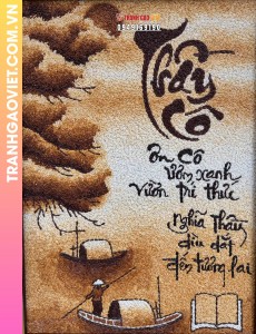 Tranh gạo rang Thầy Cô bản dọc size 50x70 cm
