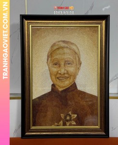 Tranh Gạo Rang Truyền Thần Chân Dung tặng Mẹ