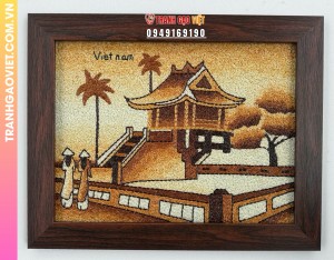 Tranh gạo thắng cảnh Chùa Một Cột 30x40 quà tặng khách du lịch