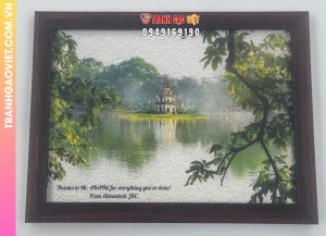 Tranh Gạo Tháp Rùa Buổi Sáng tặng ngài AKAIKE từ tập đoàn Advantech JSC