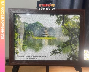 Tranh Gạo Tháp Rùa Buổi Sáng tặng ngài AKAIKE từ tập đoàn Advantech JSC