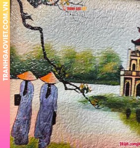 Tranh gạo Tháp rùa Hà Nội