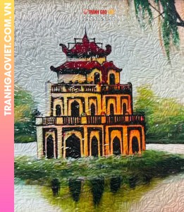Tranh gạo Tháp rùa Hà Nội