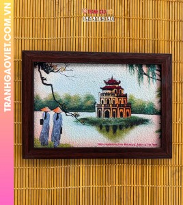 Tranh gạo Tháp rùa Hà Nội