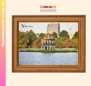 Tranh Gạo Tháp Rùa Hừng Sáng