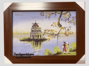 Tranh gạo màu Tháp Rùa HN