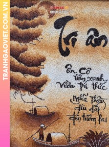 Tranh gạo Tri Ân kích thước 40x50 cm