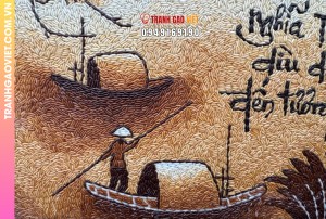 Tranh gạo Tri Ân kích thước 40x50 cm