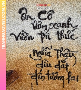 Tranh gạo Tri Ân kích thước 40x50 cm