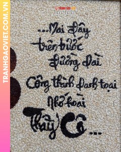 Tranh gạo Tri Ân treo tường size 50x70 cm