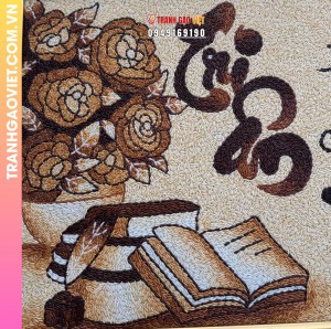 Tranh gạo Tri Ân treo tường size 50x70 cm
