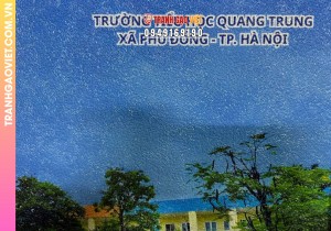 Tranh gạo trường Tiểu Học Quang Trung Hà Nội size 70x100cm