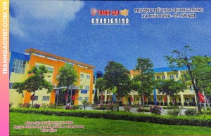 Tranh gạo trường Tiểu Học Quang Trung Hà Nội size 70x100cm