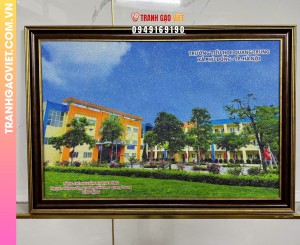 Tranh gạo trường Tiểu Học Quang Trung Hà Nội size 70x100cm