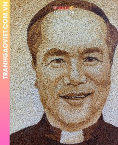 Tranh gạo truyền thần Cha Công Giáo