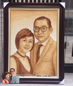 Tranh gạo chân dung 2 người