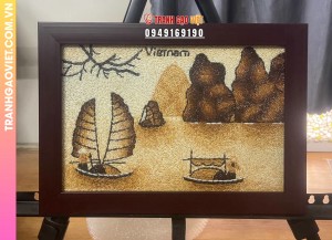 Tranh gạo Vịnh Hạ Long bản ngang 20x30cm