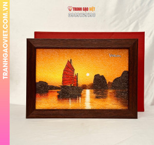 Tranh gạo Vịnh Hạ Long Chiều Tà - Ảnh 2