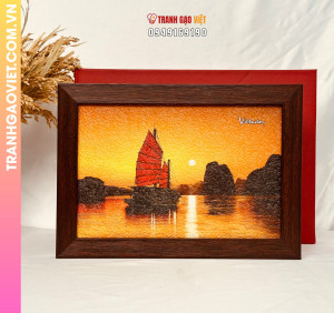 Tranh gạo Vịnh Hạ Long Chiều Tà - Ảnh 3