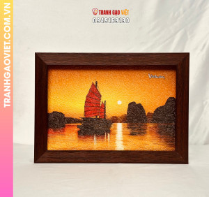 Tranh gạo Vịnh Hạ Long Chiều Tà