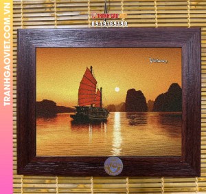 Tranh gạo Vịnh Hạ Long Chiều Tà