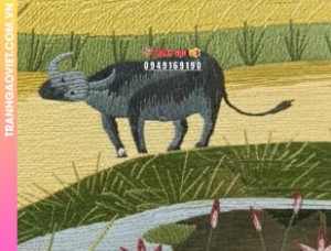 Tranh Thêu Cảnh Chăn Trâu Thả Diều Bình Yên