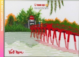 Tranh thêu cầu Thê Húc Hồ Gươm Hà Nội