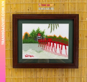 Tranh thêu cầu Thê Húc Hồ Gươm Hà Nội