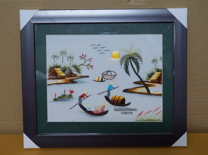 Tranh thêu chèo đò