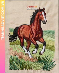 Tranh Thêu Chiến Mã Phi Nước Đại Mạnh Mẽ