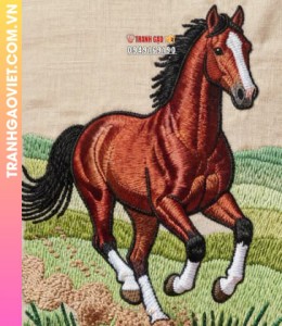 Tranh Thêu Chiến Mã Phi Nước Đại Mạnh Mẽ
