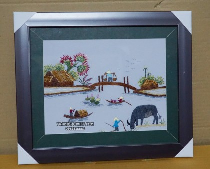 Tranh thêu chiều quê