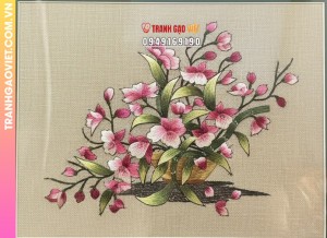 Tranh Thêu Giỏ Hoa Hồng Nghệ Thuật Nhẹ Nhàng Tinh Tế Trang Trí Không Gian