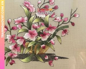 Tranh Thêu Giỏ Hoa Hồng Nghệ Thuật Nhẹ Nhàng Tinh Tế Trang Trí Không Gian