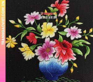 Tranh Thêu Hoa Lan Và Bướm Vàng Tinh Tế
