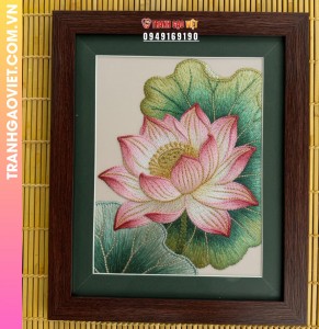 Tranh Thêu Hoa Sen Hồng Nghệ Thuật Tinh Xảo