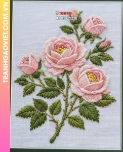 Tranh Thêu Nét Dịu Dàng Của Đoá Hoa Hồng