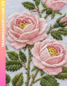 Tranh Thêu Nét Dịu Dàng Của Đoá Hoa Hồng