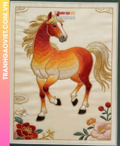 Tranh Thêu Ngựa Phong Thủy May Mắn Tài Lộc Trang Trí Không Gian Sang Trọng